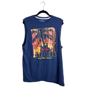 Hard Rock Hotel Riviera Maya‎ Navy Blue Graphic Tank Top Mens Size L